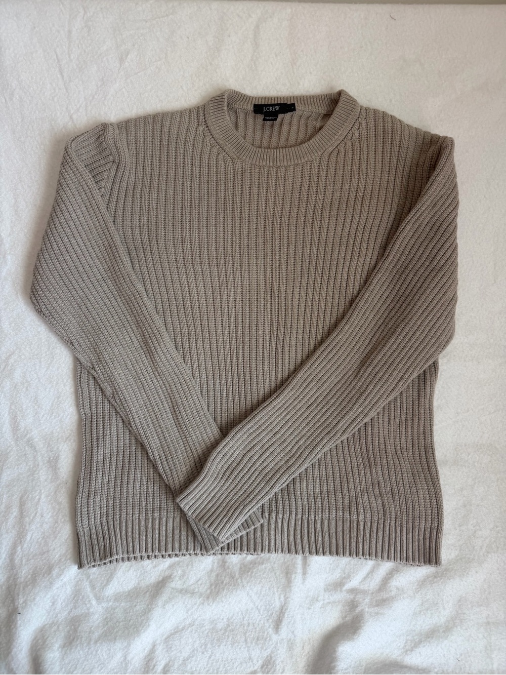 Women’s J.Crew tan ribbed cotton sweater size L #jcrew #ribbed